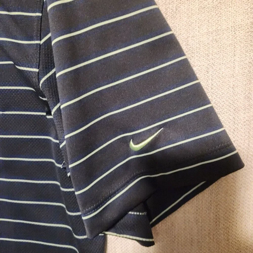 Nike Golf Tour Performance Dri Fit Striped Polo Shirt Mens Large Blue Striped
